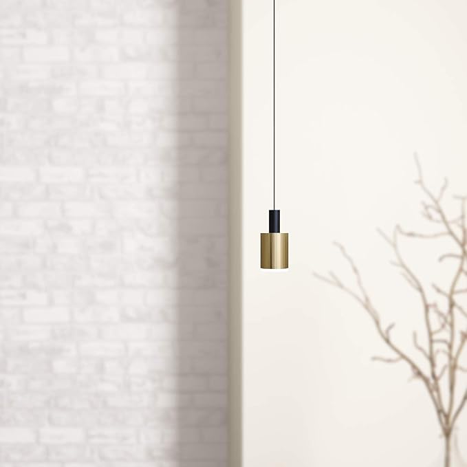 Virgo 1 Mini Pendant Lighting Black-Brass - LED Hanging Light Fixture for Kitchen Island, Bar, Foyer - Cluster Pendants - Dimmable, Adjustable Wire, Lamp Bulb Included