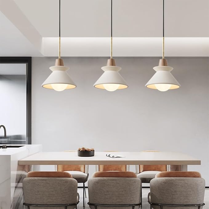 9.4'' Concrete Pendant Lights Kitchen Island Hanging Lights Unique Pinecone Lampshade Industrial Chandelier Nordic Cement Pendant Light for Dining Room,Bedside,Kitchen,Hallway,1Pcs,White