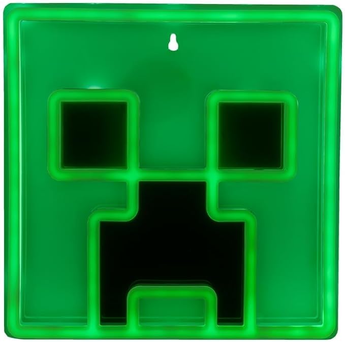 Creeper Iconic LED Wall-Mountable Light Officially Licensed Minecraft Room Decor for Boys and Girls, Gamer Night Light in Vibrant Green - Paladone