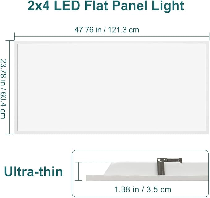 kadision 2x4 LED Flat Panel Light 5000K/4000K/3500K, 60W 50W 40W 30W 25W Adjustable, 6600LM 0-10V Dimmable Drop Ceiling Lights, 100-277V ETL-Listed, 2-Pack