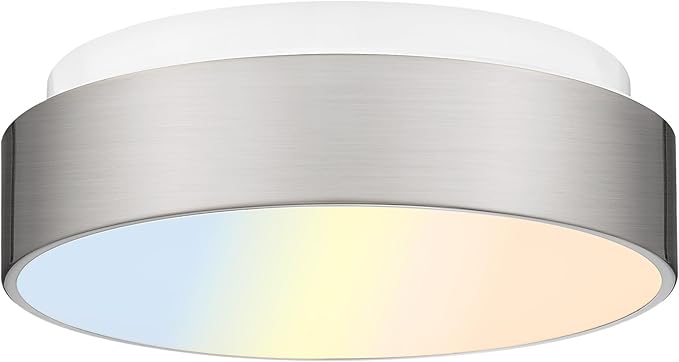 AUTELO LED Flush Mount Ceiling Lights Frosted Glass Shade 18W 3000K Ceiling Light Fixture in Brushed Nickel Finish for Living Room Hallway Bedroom C3312 ST LED