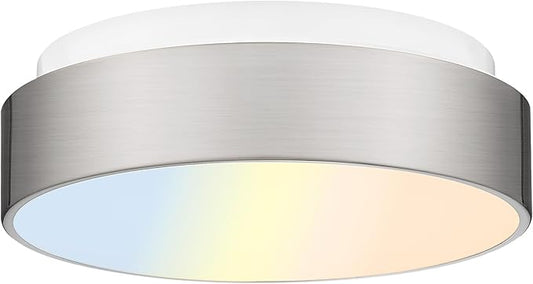 AUTELO LED Flush Mount Ceiling Lights Frosted Glass Shade 18W 3000K Ceiling Light Fixture in Brushed Nickel Finish for Living Room Hallway Bedroom C3312 ST LED