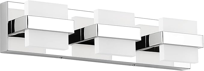 SOLFART Vanity Lights for Bathroom, Dimmable Bathroom Light Fixtures, Chrome 3 Lights Vanity Lights for Bathroom, High-End Modern LED Light