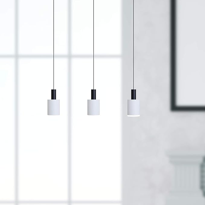 Virgo 3 Mini Pendant Lighting Black-White - LED Hanging Light Fixture for Kitchen Island, Bar, Foyer - Cluster Pendants - Dimmable, Adjustable Wire, Lamp Bulb Included
