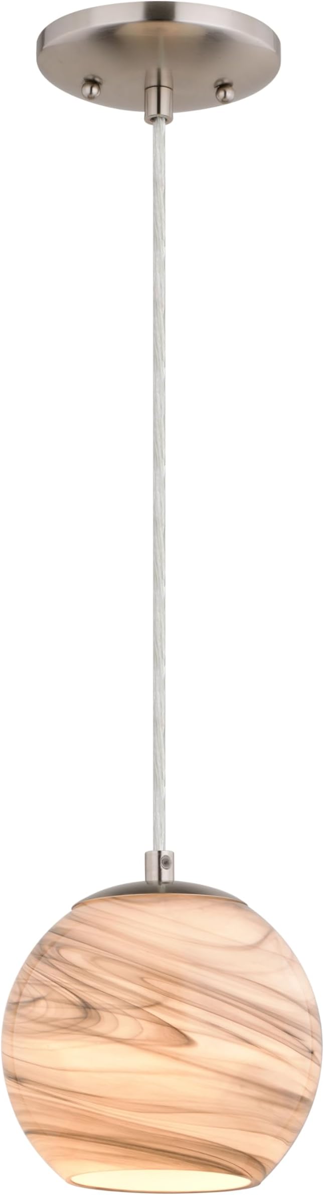 VAXCEL Milano LED Compatible Satin Nickel Transitional Mini Pendant Ceiling Light Multi Color Art Glass