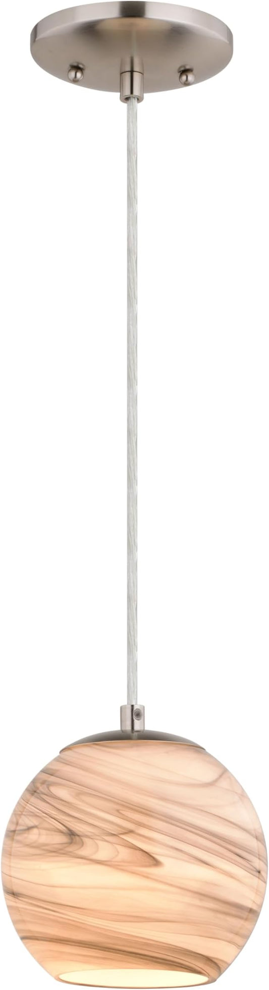VAXCEL Milano LED Compatible Satin Nickel Transitional Mini Pendant Ceiling Light Multi Color Art Glass