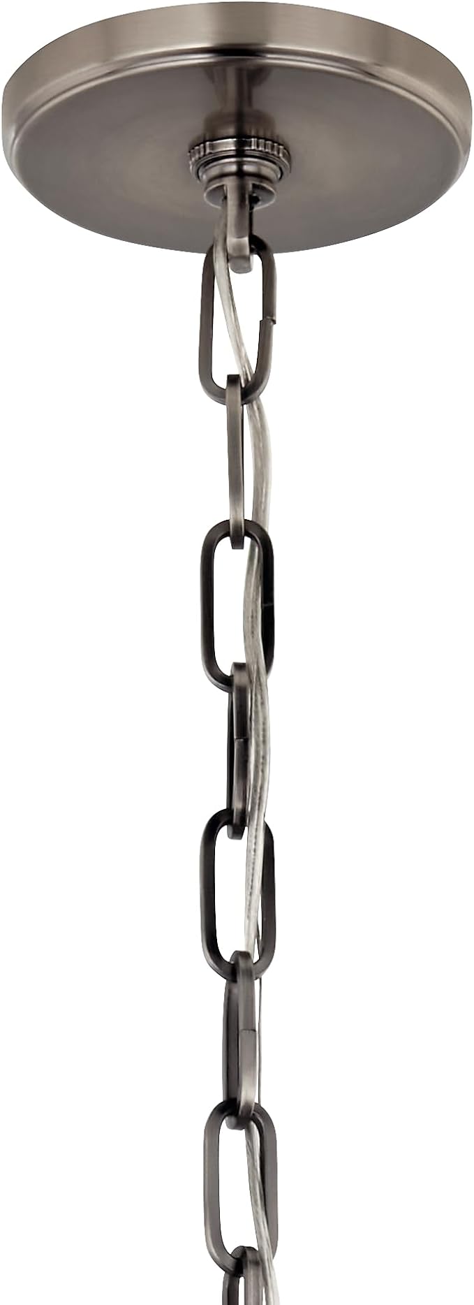 Kichler Etcher 1-Light Pendant, Updated Traditional Light with Etched Painted White Glass Diffuser in Classic Pewter, for Kitchen or Dining Room (17" x 13"), 52710CLP