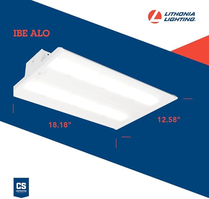 Lithonia Lighting I-Beam LED High Bay Light, Ceiling Lighting Fixture, Adjustable 12000/16000 Lumens, Selectable 4000K/5000K, LED Work Light, MVOLT 120-277V (IBE ALO21 MVOLT SWW9 80CRI DWH)