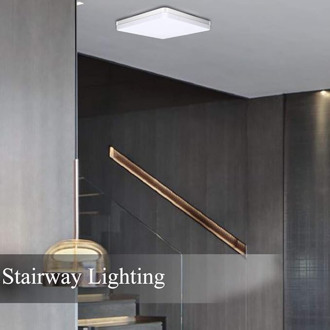 Ouyulong LED Ceiling Light 36W 3240lm 4000K 9Inch Square LED Flush Mount Ceiling Lighting Fixture for Kitchen, Bedroom, Living Room, Utility Laundry Closet Room Natural White