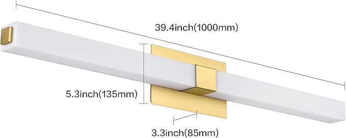 ZUZITO 40in LED Vanity Lights Modern Gold Bathroom Light Fixtures Over Mirror 28W Bright White Acrylic Wall Lighting for Bath
