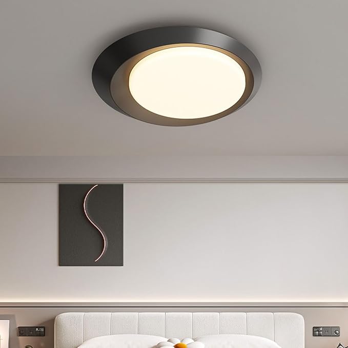 Minimalist Luxury Black Ceiling Lamp with Acrylic Shade Flat Lighting Simple Round Ceiling Lights Suitable for Bedrooms and Study Rooms