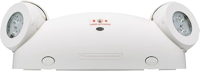 Lithonia Lighting Quantum Emergency Light, Contemporary Commercial LED Emergency Lights with 2 Aimable Lamp Heads, Ceiling or Wall Mount, White Thermoplastic, 120/277V Dual Voltage (ELM4L)