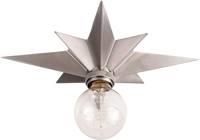 VILUXY Flush Mount Ceiling Light, Satin Nickel Star Light Fixtures Ceiling for Hallway, Entryway, Study Room, Bedroom