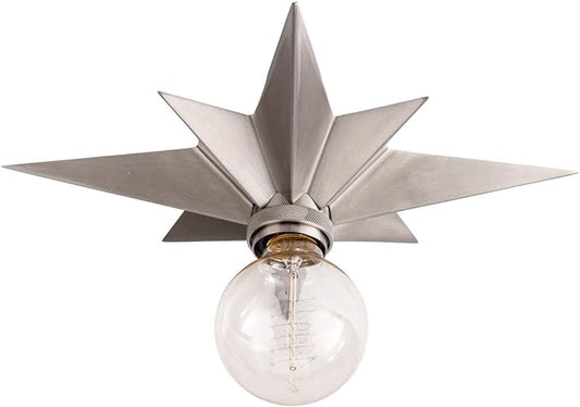 VILUXY Flush Mount Ceiling Light, Satin Nickel Star Light Fixtures Ceiling for Hallway, Entryway, Study Room, Bedroom