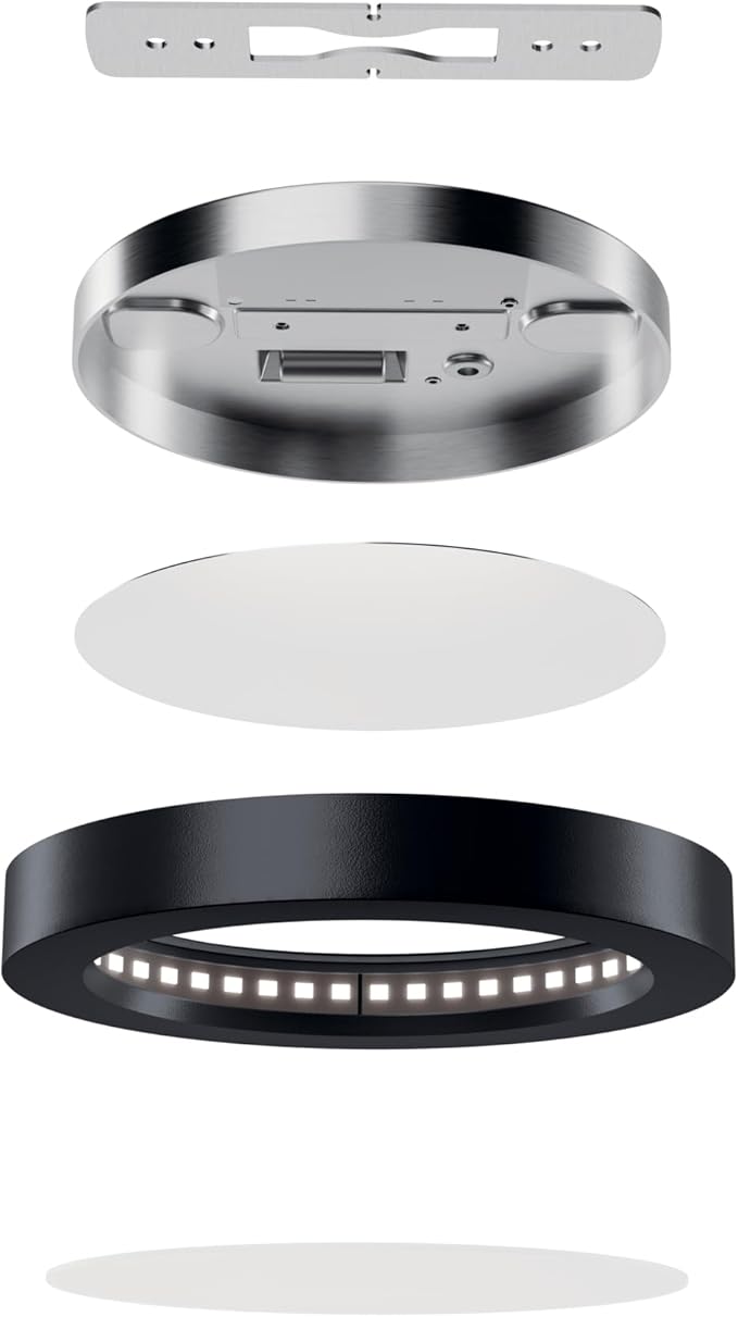 Kichler Ara 5.50" Modern Minimal Round LED Downlight in Black, for Wet Indoor Locations, Supplemental Lighting, Integrated LED, Edge-Lit Technology, 750 Lumens, Dimmable to 10%, 53005BK30
