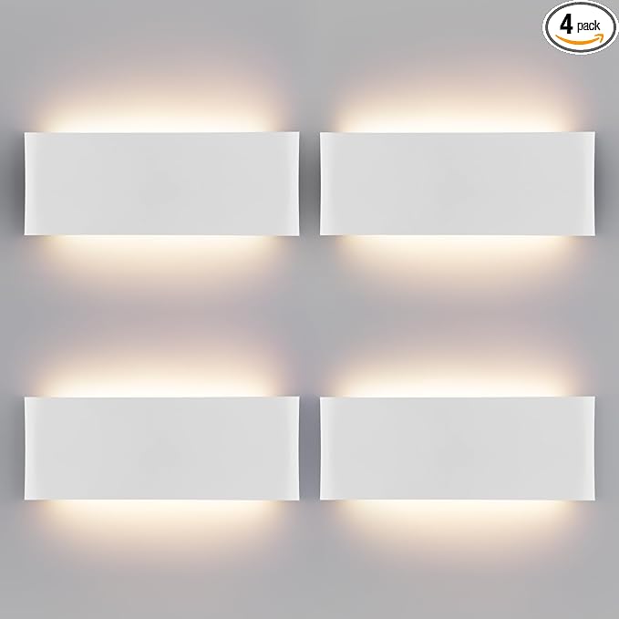 Mille Lucciole 11"Modern LED vanity light,15W Dimmable 5 CCT (3000K-6500K) Adjustable Wall Lamp,Up and Down Wall Lighting,Indoor Wall Sconce for Bedroom,Staircase,Hallway,Dressing Table, 4 Pack（White）