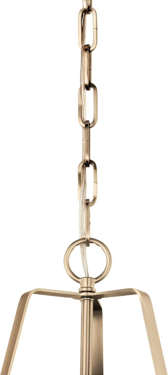 Kichler Etcher 1-Light Pendant, Updated Traditional Light with Etched Painted White Glass Diffuser in Black and Champagne Bronze, for Kitchen or Dining Room (17" x 13"), 52710BK