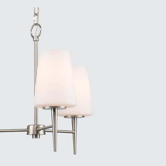 Montgomery 3-Light Chandelier | Brushed Nickel Finish with White Frosted Glass Shade | Adjustable Hanging Height | Uses E26 Medium Base Bulb (Nickel, Chandelier)