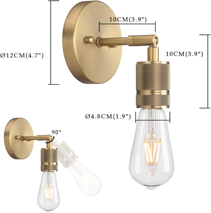 Phansthy 1-Light Sconce Light Antique Brass Finished Wall Sconces Set of Two for Bedroom Hallway Bathroom Living Room