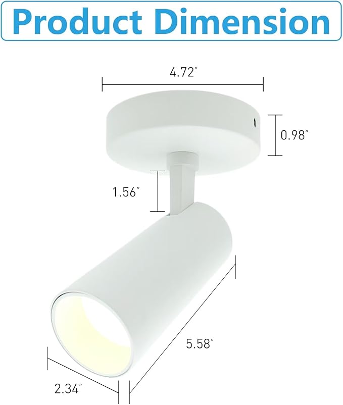 LED Ceiling Spotlight 5CCT 2700K/3000K/3500K/4000K/6000K Selectable Dimmable,Spot Light Indoor Adjustable Flush Mount Lights Fixture 12W CRI 90+, White, 4 Pack Tilt Angle Accent Lighting