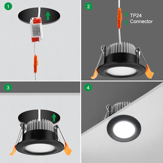 YGS-Tech Smart 2 Inch Recessed Lighting, WiFi LED Downlight 5W 120V, Compatible with Alexa and Google Home, Dimmable RGB & CCT 2700-6500K, Black Trim, LED Ceiling Light with Driver (4 Pack)