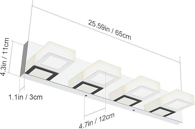 Ralbay Chrome Vanity Lights for Bathroom Adjustable Acrylic Chrome Modern LED Bathroom Vanity Lights Over Mirror (Natural White Light)