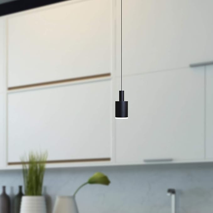 Virgo 1 Mini Pendant Lighting Black - LED Hanging Light Fixture for Kitchen Island, Bar, Foyer - Cluster Pendants - Dimmable, Adjustable Wire, Lamp Bulb Included