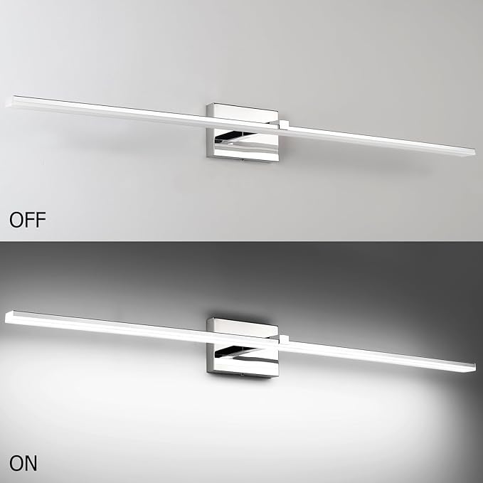 ZUZITO Modern Bathroom Vanity Light 48 inch 32W Dimmable 5CCT LED Bathroom Light Fixture Over Mirror Chrome Vanity Lights Bar for Bath