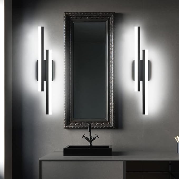 PRESDE LED Bathroom Vanity Light Modern Black 24 Inch LED Wall Lighting Fixture Over Mirror 3CCT