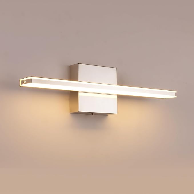 Modern Bathroom Vanity Light 15.7 inch 12W Dimmable 5CCT Led Bath Lights Fixture Over Mirror, Chrome Vanity Light for Bathroom Mirror Cabinets