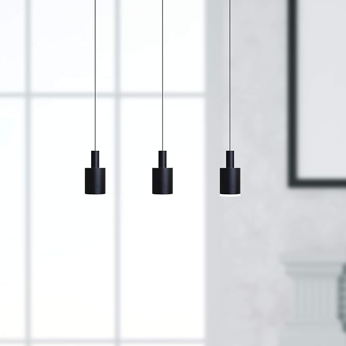 Virgo 3 Mini Pendant Lighting Black - LED Hanging Light Fixture for Kitchen Island, Bar, Foyer - Cluster Pendants - Dimmable, Adjustable Wire, Lamp Bulb Included