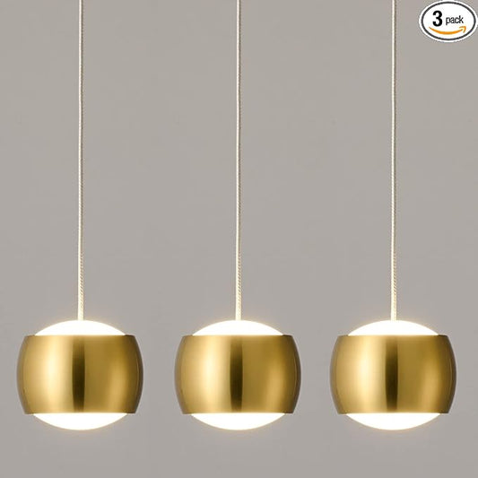 Modern LED Dimmable Pendant Light fixtures,Mini Island Pendant Lighting for Kitchen Island Dinning Room,Bedroom,Bar, Kitchen Island Ceiling Hanging Light Fixtures(gold-3-Pack)