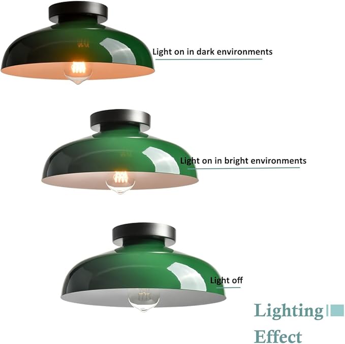 DIRYZON Modern Green Ceiling Light, Macarons Kitchen Lighting Fixtures, Industrial Metal 12-Inch Bedroom Ceiling Light