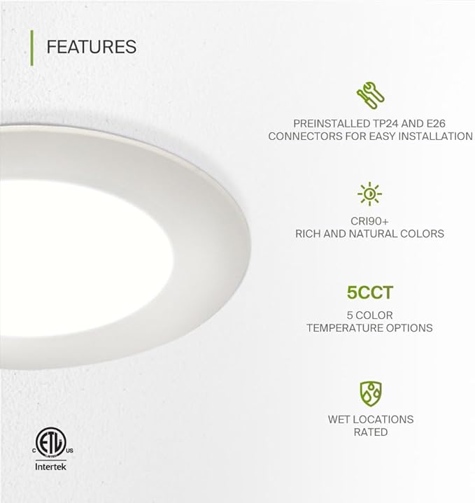 ASD 12 Pack Retrofit LED Recessed Lighting 6 Inch - 12W 2700K-5000K 971LM Flat Can Lights for Ceiling 6 Inch, Dimmable Recessed Lights, Wet Rated Wafer Lights, ETL