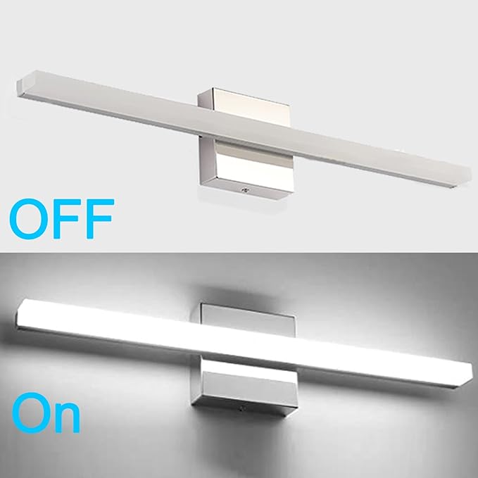 LED Bathroom Vanity Light 16inch Over Mirror Lighting Fixture Modern Indoor Chrome 10W 5000K Cool White Wall Sconce for Bathroom Bedroom Living Room