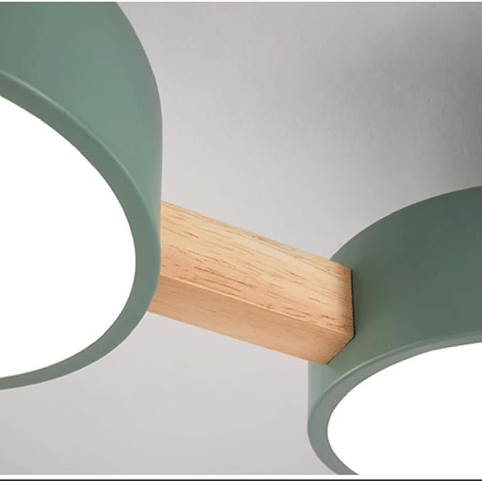 7-Lights LED Ceiling Light Fixture,40 Inch Modern Ceiling Lights Flush Mount Wooden 84W Chandelier for Living Room Bedroom Kitchen,Dimmable 3000K/4000K/6000K Temperatures Selectable Green