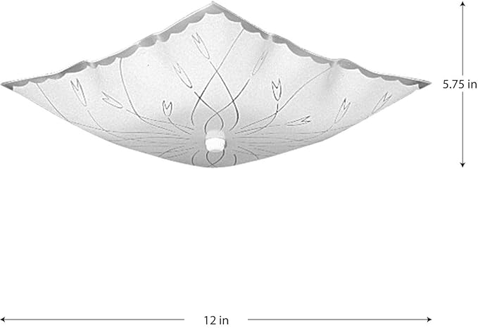Progress Lighting P4962-30 Square Glass Close-to-Ceiling, 12-Inch Diameter x 5-1/2-Inch Height, Etched White