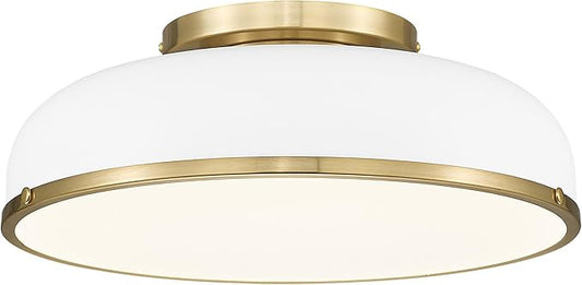 kudos Ceiling Light, 16-inch LED Flush Mount Ceiling Light, White and Gold Finish, 30W/1900lm Light Fixtures Ceiling Mount for Bedroom,Hallway, 3000K/3700K/4500K/5100K/6000K Adjustbale, KDCL15-WT-L