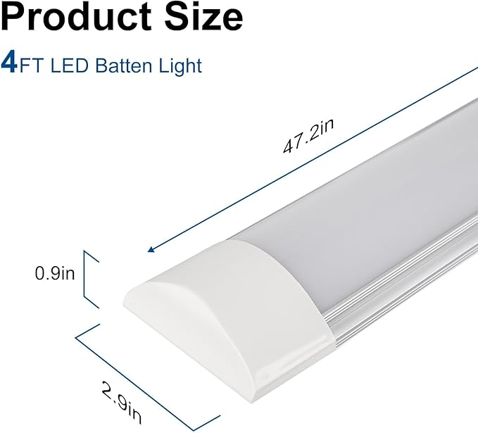 1 Packs 4FT LED Batten Light, Ultra-Thin Ceiling Surface Mounted Light, 40W, 4000K, IP20, LED Ceiling Lamp for Garage, Shop, Hallway, Office, Market, ver.2