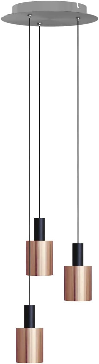 Virgo 3 Mini Pendant Lighting Black-Copper - LED Hanging Light Fixture for Kitchen Island, Bar, Foyer - Cluster Pendants - Dimmable, Adjustable Wire, Lamp Bulb Included