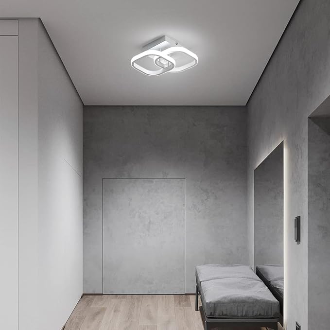 Hallway Light Square LED Ceiling Lights 9 Inch Small White Acrylic Modern Ceiling Light for Bedroom Bathroom Kitchen Balcony Corridor Stair Aisle(Cool White)