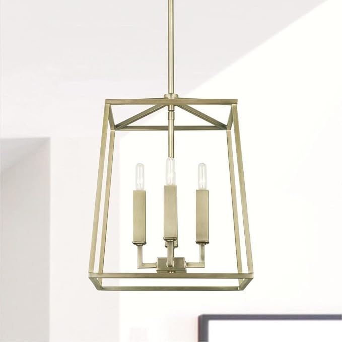 Capital Lighting 537641MS Thea Lantern Foyer Pendant, 4-Light 240 Total Watts, 15" H x 12" W, Mystic Sand