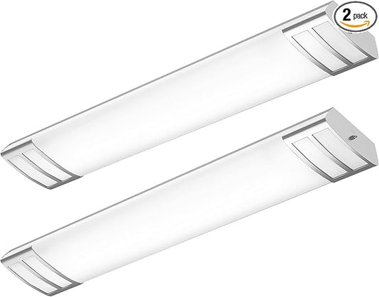FAITHSAIL 4FT LED Flush Mount Kitchen Light Fixtures 50W 5600lm, 1-10V Dimmable, 4000K, 4 Foot LED Kitchen Lighting Fixtures Ceiling for Craft Room, Laundry, Fluorescent Replacement, 2 Pack