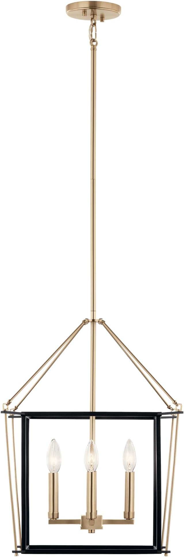 Kichler Eisley 4-Light Foyer Pendant, Soft Modern Light in Champagne Bronze and Black, Sloped Ceiling Compatible, for Hallway, Laundry or Mud Room, Kitchen or Bar (21.25" x 16" x 16"), 52626CPZ