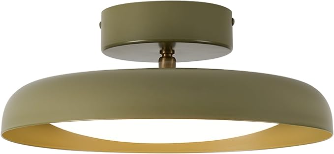 BISAMIYA Modern LED 12.6 inch Ceiling Light, Adjustable Semi Flush Mount Ceiling Light Fixture, Brass Accent, for Hallway, Kitchen, Entryway, 18W 3000K Warm White