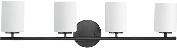 Replay Collection 4-Light Etched Glass Modern Bath Vanity Light Textured Black