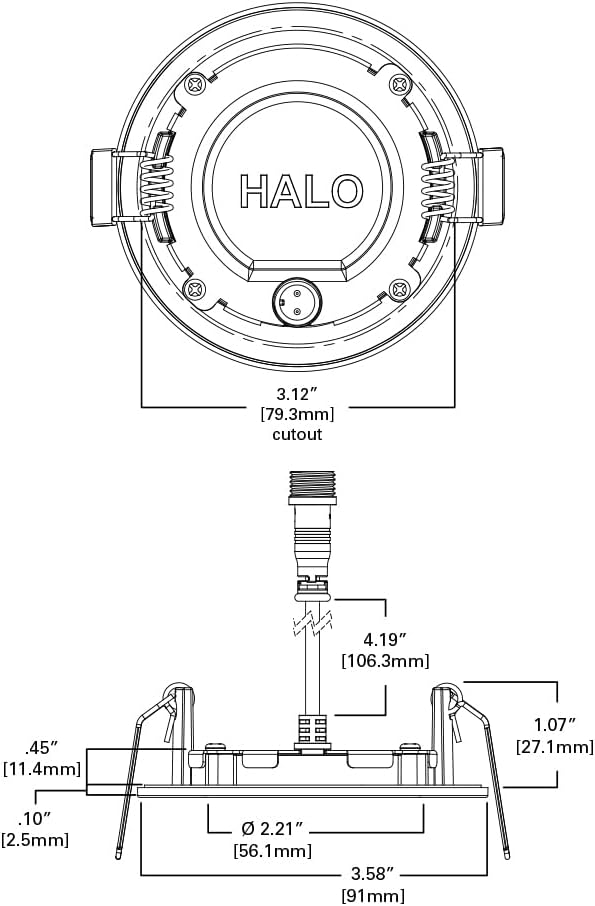 HALO HLB 3 Inch Canless LED Recessed Downlight, 500 Lumens, 5CCT Selectable 2700K-5000K, IC/Airtight, Wet Rated, White Trim 6- Pack HLB3059FS1EMWR-6PK