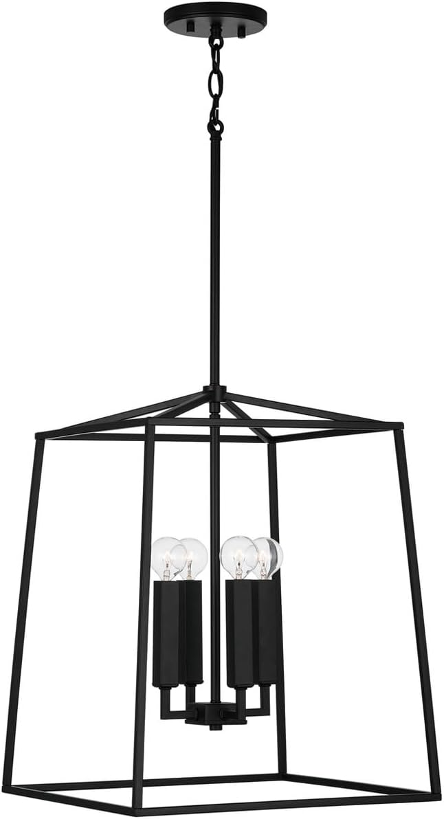 Capital Lighting 537642MB Thea Lantern Foyer Pendant, 4-Light 240 Total Watts, 20" H x 16" W, Matte Black