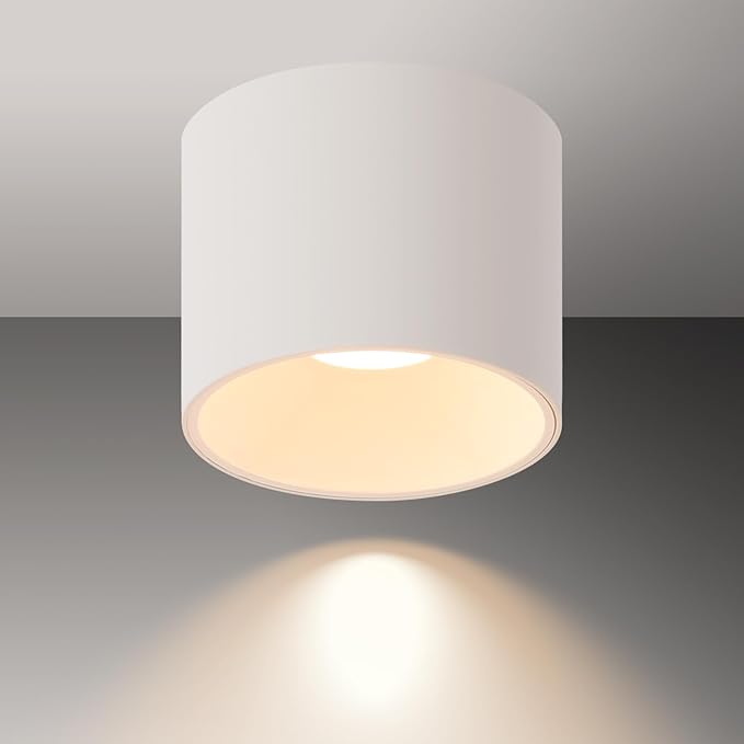 Dimmable LED Ceiling Spot Lights – Flush Mount Ceiling Cylinder Light Indoor Fixture for Kitchen, Hallway & Entryway 4.72” CRI97 15W 3000K White (1Pack)