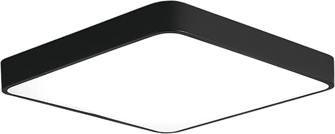 Ganeed LED Ceiling Light Flush Mount,24W 12-Inch Modern Ceiling Lamp Fixture Square,6500K Cool White Energy Saving Lighting Fixture for Living Bathroom Dining Room,Black